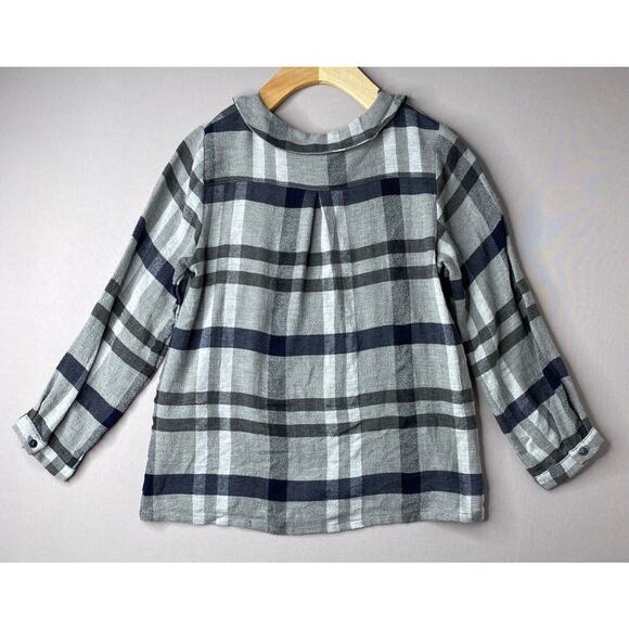 NWT Emile et Ida Gray & Navy Check Blouse w/Bow Girls 8 Yrs/8A - Picture 3 of 4